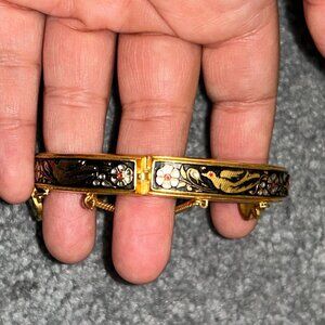Damascene Toledo Birds Hinged Bangle Bracelet